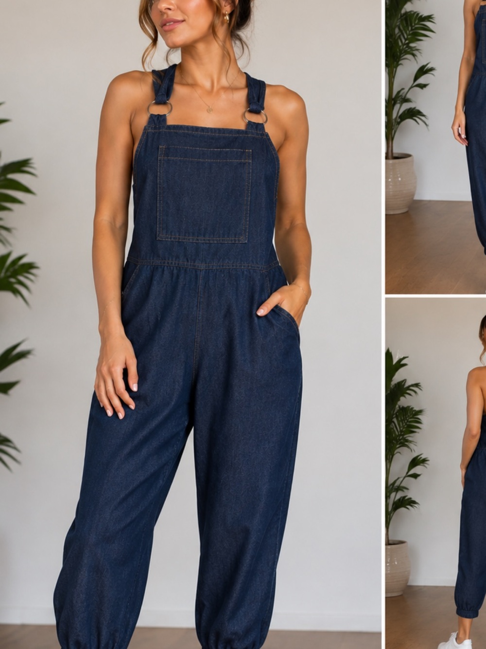 ANNIE Women's Dark Blue Denim Overalls